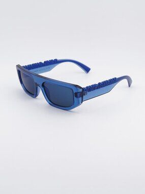 Dolce & Gabbana DG6203 300925 Sunglasses Blue Rectangle Frame, Grey Lenses